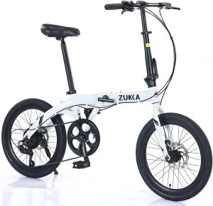 ZUKKA Folding Bike 20 Inch Foldable Bike 7 Speed Aluminum Frame Lightweight Adult Folding Bike Dual Disc Brake Adult Bicycle for Women Men Youth, Multi-Colors