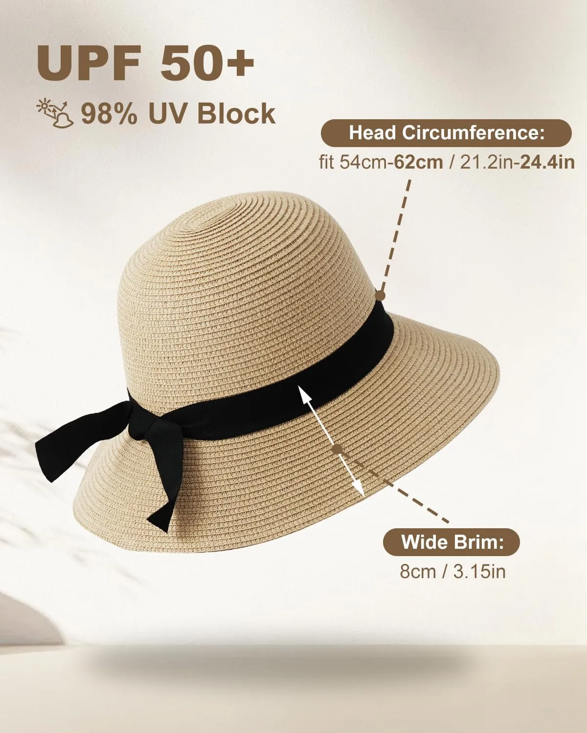 Zylioo 2XL/XL/L/M/S Womens Straw Hat,Wide Brim Sun Protection Beach Hats,UPF 50  Floppy Summer Hat for Small Heads